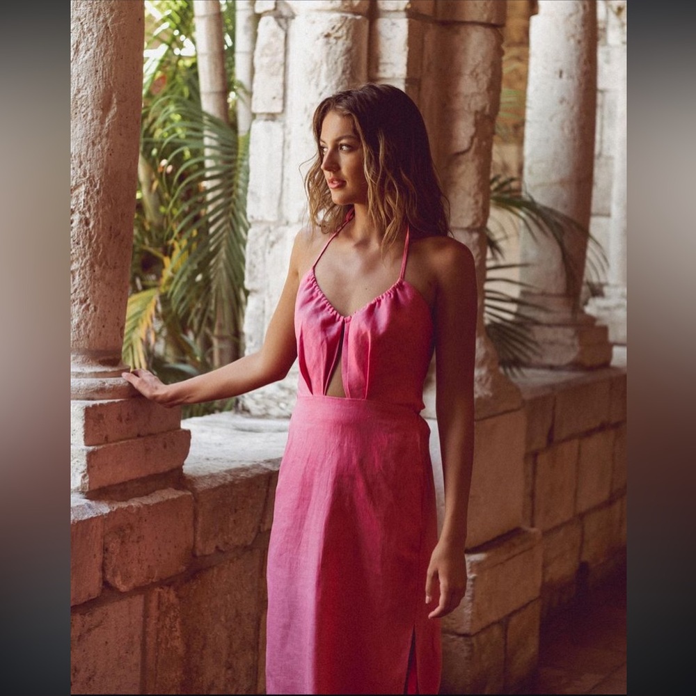 NWT Hevron Pink Lille Midi Dress Size XS